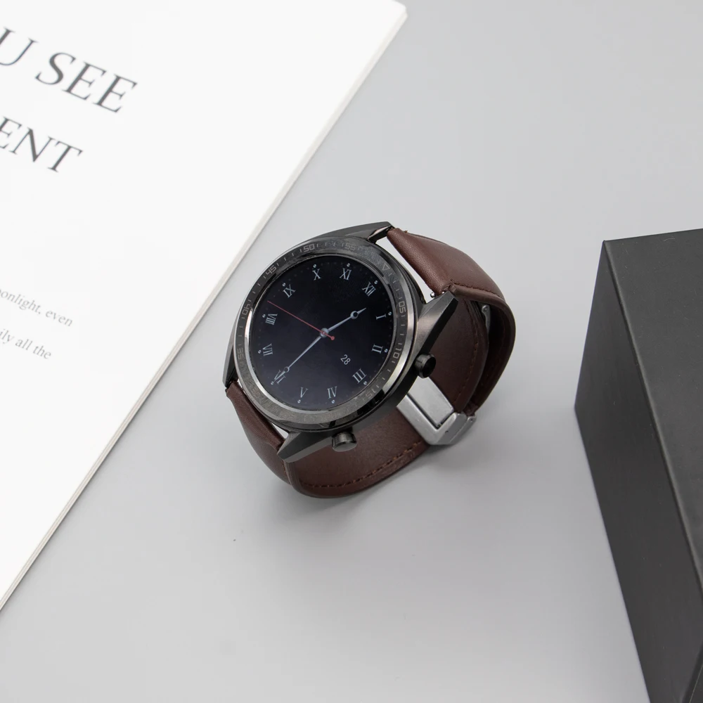 20mm Leather Strap for Samsung Galaxy Watch 6/5/4 44mm 40mm/5 Pro 45mm/Active 2/Leather Magnetic Buckle Band /Huawei Watch 42mm