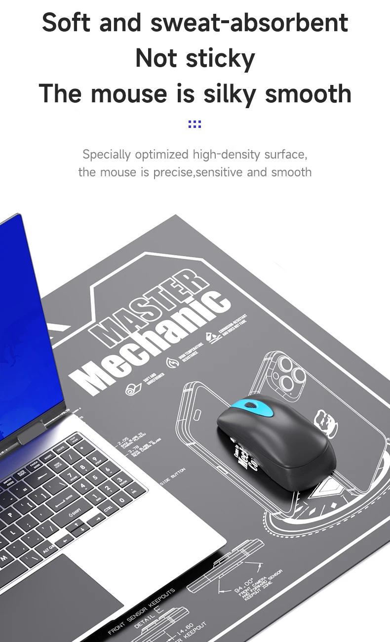 Mechaniker-Arbeitsmatte aus Silikon mit flexibler Isolierung, 71,1 cm, hitzebeständig, wasserdicht, weiche Unterlage für die Lötreparatur von Mobiltelefonen, PCBs – Detail 3