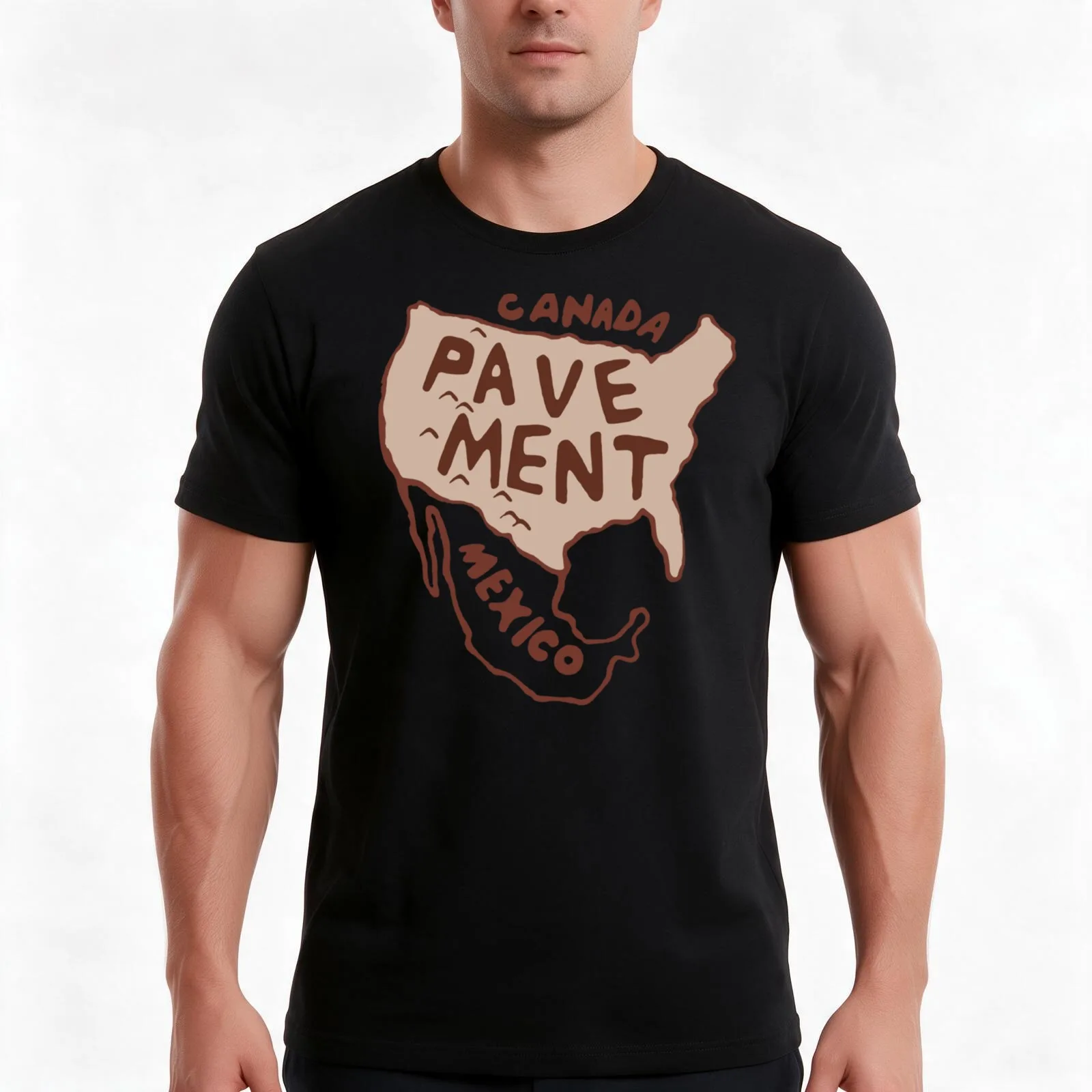 Pavement North America T-Shirt, Summer Casual Cotton Tee, Oversized Streetwear Tops, Vintage Graphic Print, Unisex Men Women