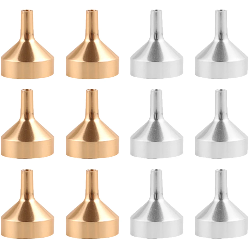 12 Stuks Metalen Mini Trechters Kleine Fles Parfum Refill Tool Vloeistof Doseren Trechter Essentiële Olie Parfum Doseren Trechter