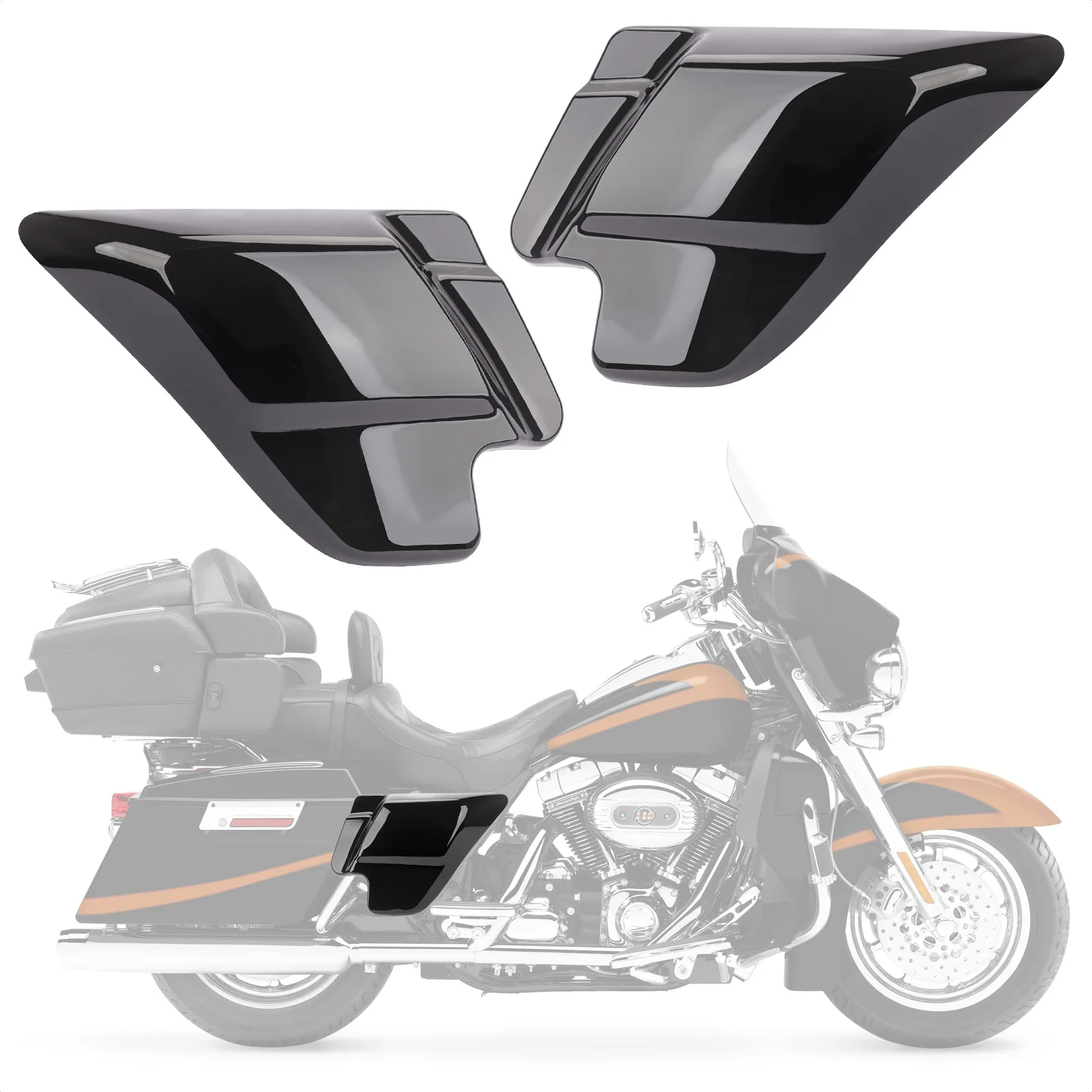 

1 Pair Gross Black Side Covers Panel for Harley Touring Electra Road King Road Glide Street Glide 1997-2007 FLT, FLH, FLHT, FLHR