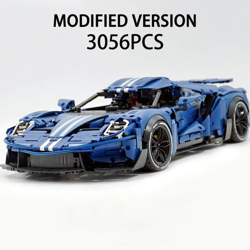 Technical Blue GT Super Speed Sport Car Model Building Blocks City Famous Racing Vehicle Bricks Toys For Children Xmas Gift MOC