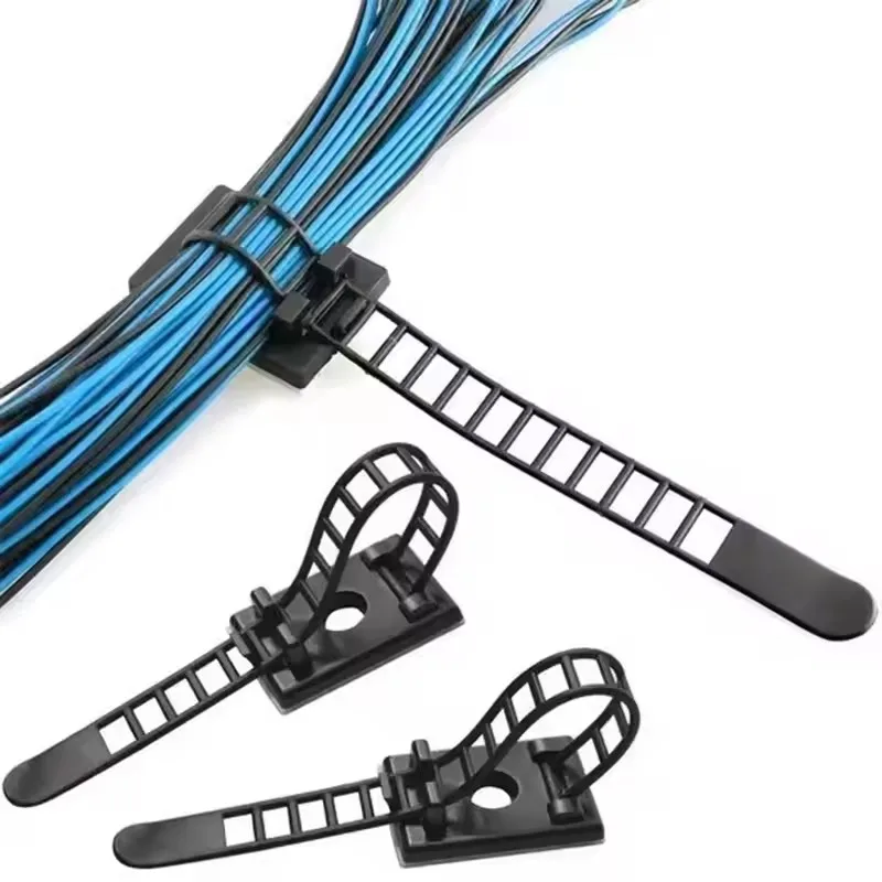 10/20PCS Adjustable Cable Tie Wire Management Clips Desk Wall Organizer Power Cord Clamp Car Organizer - Wire Holder