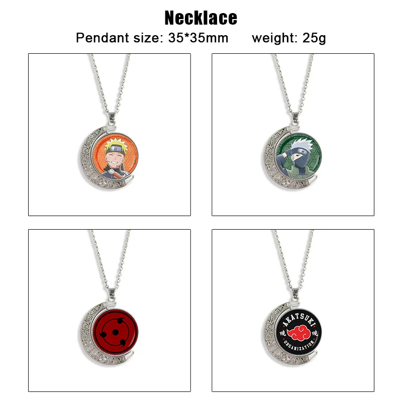 

Огонь аниме Наруто время драгоценный камень двустороннее вращающееся ожерелье Акацуки лист деревня Шаринган кулон косплей ювелирные изделия подарок для фанатов