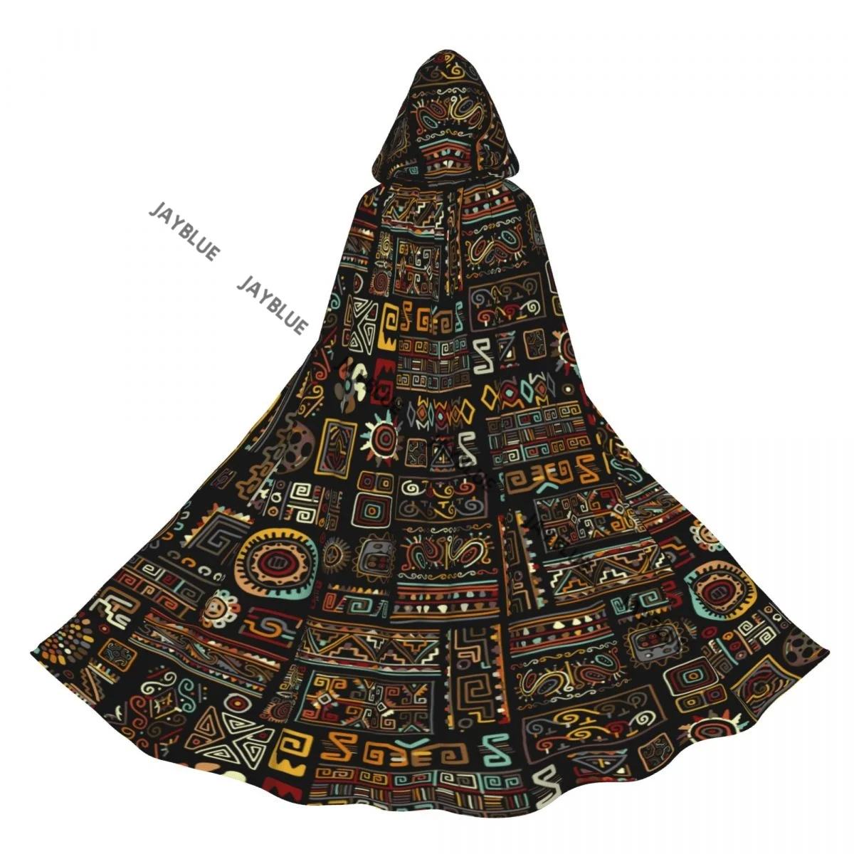

Unisex Adult Ethnic Abstract Print Cloak with Hood Long Witch Costume Cosplay