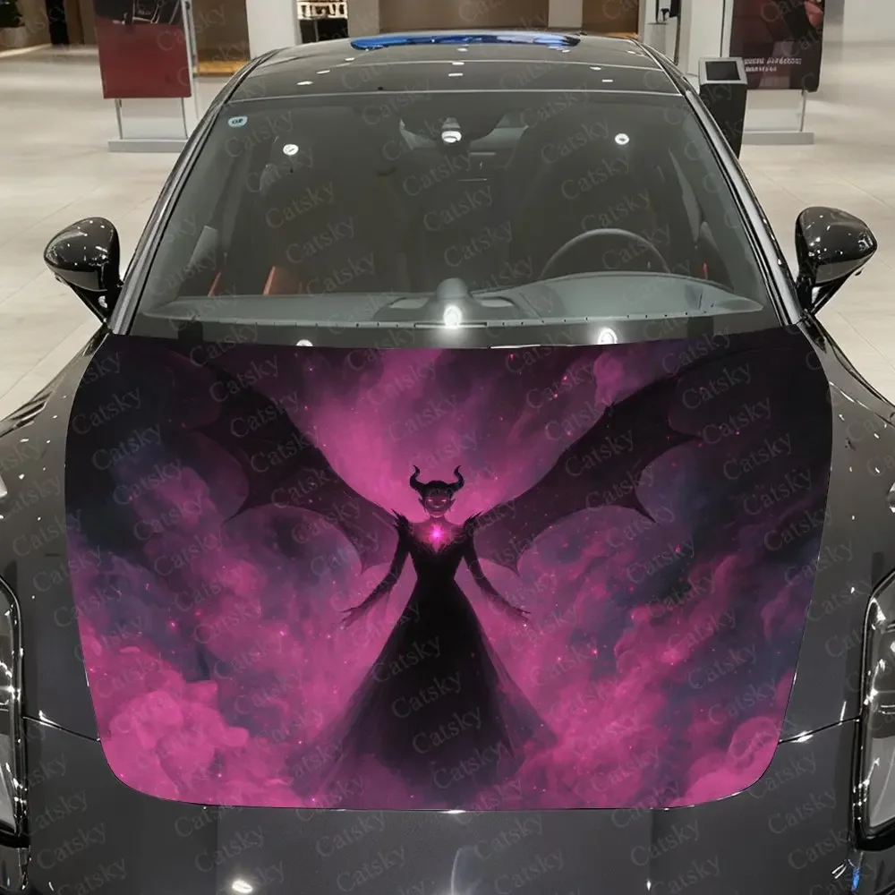 Devil Style Women Car Hood Decoration Sticker, PVC Waterproof Hood Sticker, Self-adhesive Scratch Resistant Film, Suitable For T
