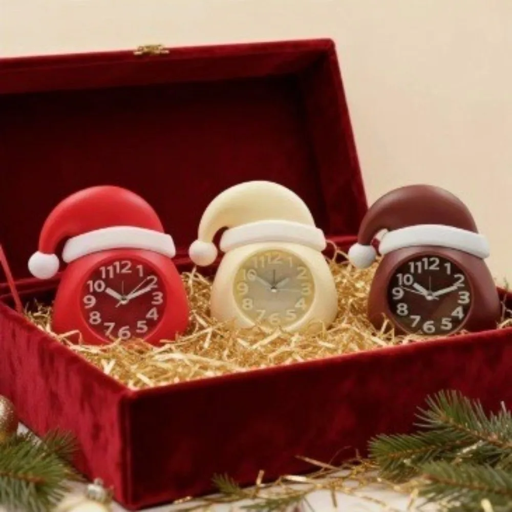 Cartoon Design Christmas Alarm Clock Santa Hat Design Small Size Santa Hat Alarm Clock Children-Friendly Holiday Themed