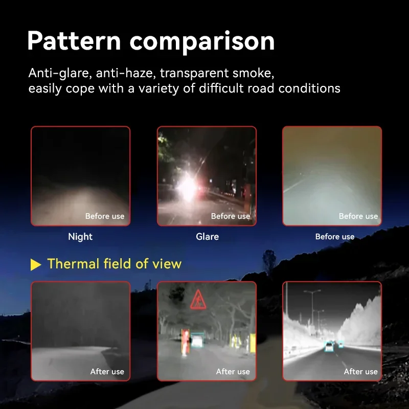 HDANIEE 7 pulgadas 500M detección sistema de visión nocturna 256*192 IR imagen térmica vehículo AI advertencia grabadora de vídeo Digital