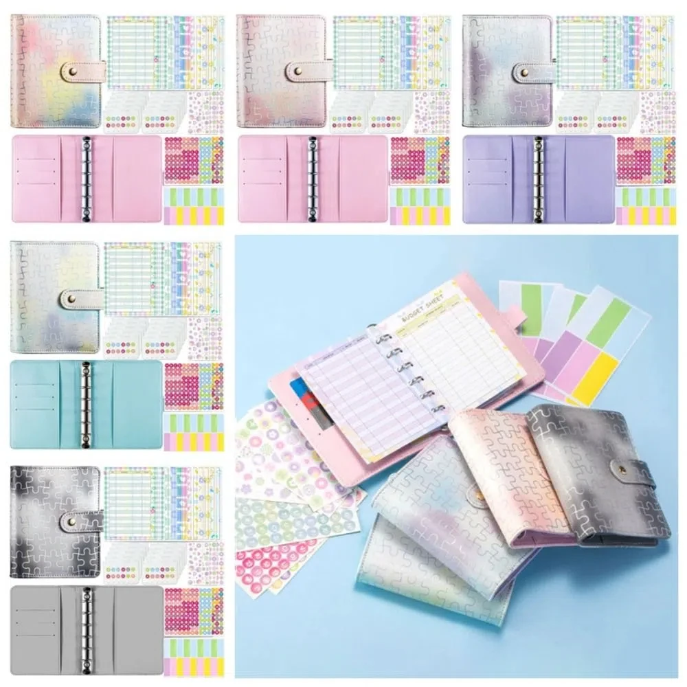 หนัง PU Budget Binder Planner A7 กระเป๋าสตางค์ประหยัดเงินความท้าทายรายวันรายสัปดาห์เงินสดซอง