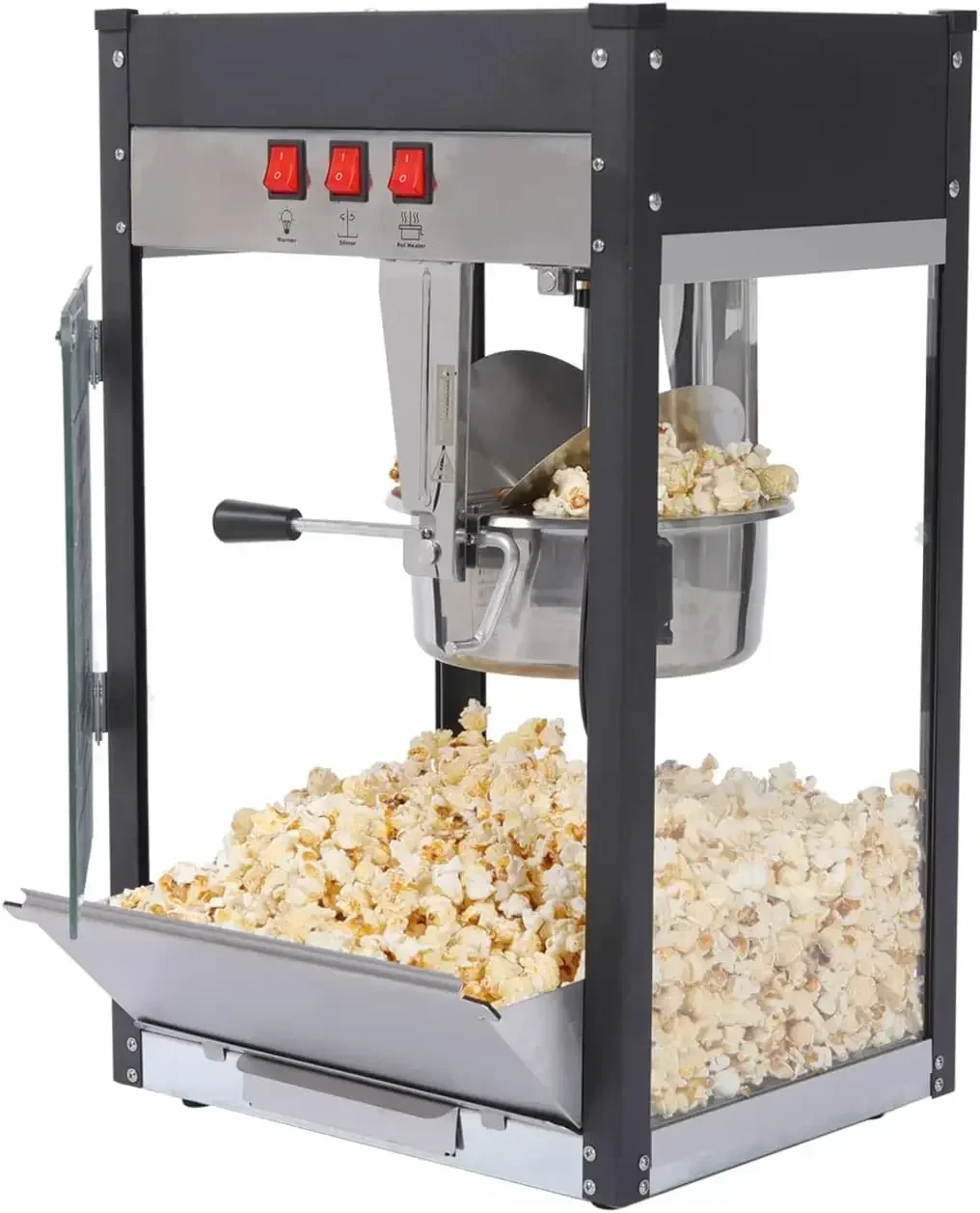 Mesin Popcorn 8 ons-3 galon Per Batch, gaya teater pembuat Popcorn profesional antik dengan ketel anti lengket dan