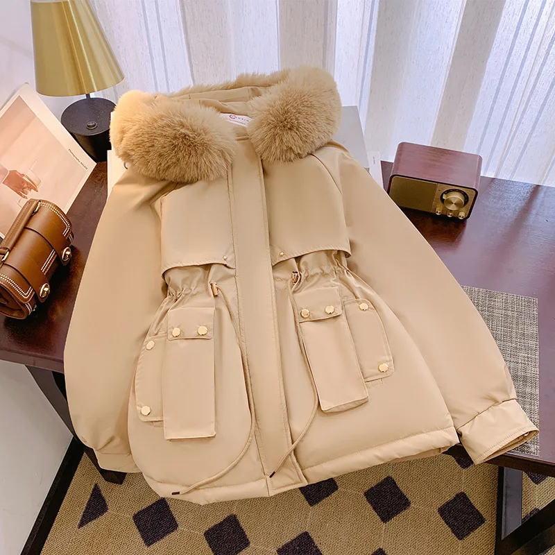 Parker Abbigliamento Donna Pile Addensato Oversize Collo di pelliccia grande 2025 Autunno/inverno Nuovo cappotto imbottito in cotone allentato Tendenza donna