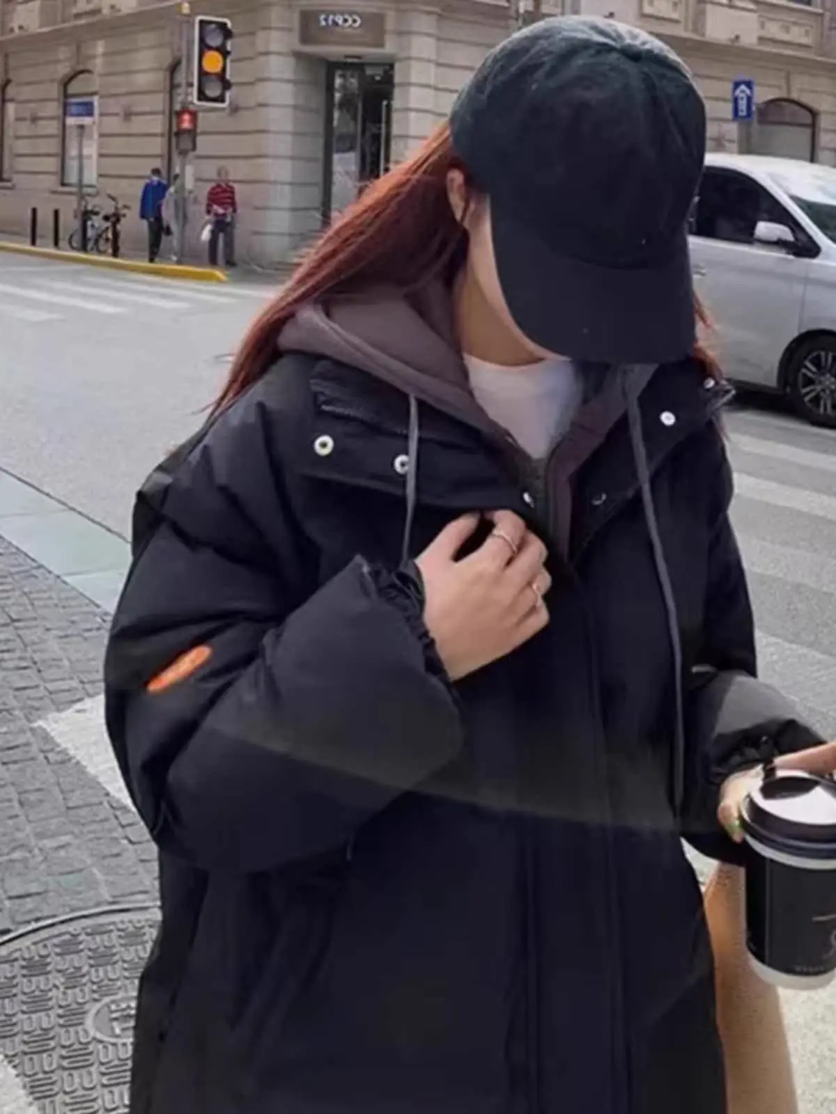 

Korean Sle Hooded Fake Two-Piece Cotton Jaet Women's Winter Clothes 2023 New ort Bread Sle Design Student Cotton Coat