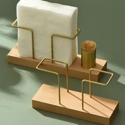 Desktop Organizer Tableware Supplies Wood Tissue Paper Holder Napkin Holder Brass Tissue Box StorageToothpick Box