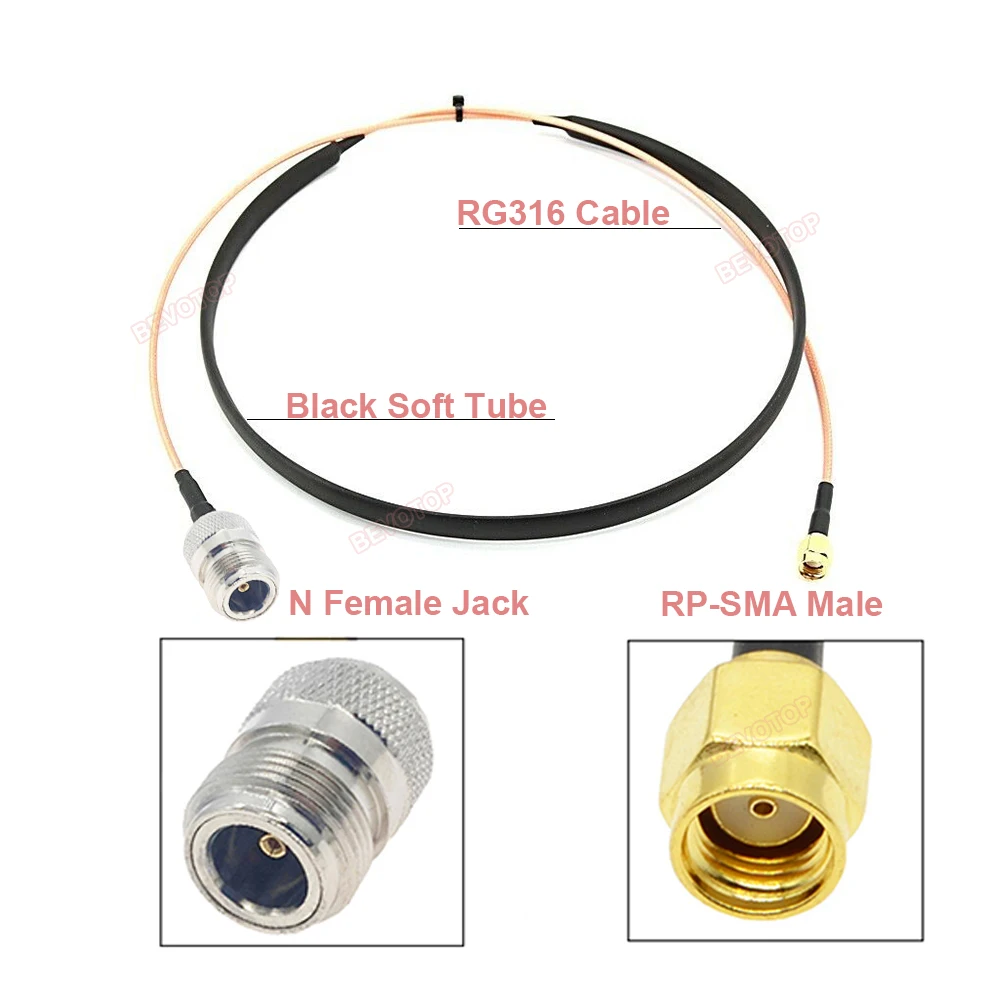 2022 New Arrival Door / Window Pass-Through Flat RF Coaxial Cable N Female to RP-SMA Male RG316 50Ohm Cable Extension Jumper