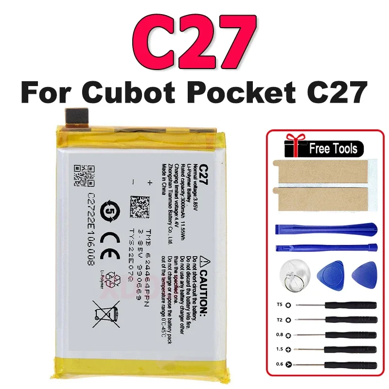 

100% New For Cubot Pocket C27 Battery High Capacity 3000mAh Replacement Phone Bateria