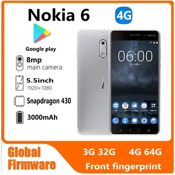 สมาร์ทโฟน Nokia 6 แบบเต็มหน้าจอ Dual SIM 4G สีดํา 4 + 64G โทรศัพท์อาวุโส Nokia 6 โทรศัพท์ราคาถูกโทรศัพท์มือสอง