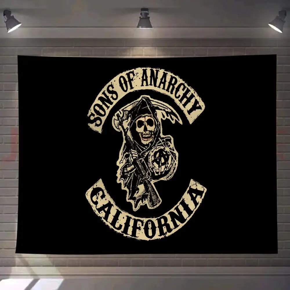 

Sons Of A-Anarchy Tapestry Custom Living Bedroom Party Dormitory Interior Wall Bohemian Decoration Attached Clip