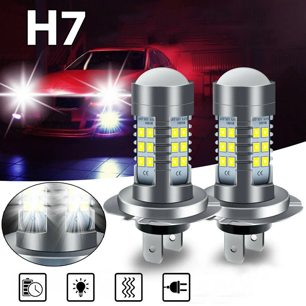 

1 Pair 12V H7 LED Headlight Bulb Kit High/Low Beam Super Bright 6000K White Waterproof Degrees Car Lights Accessories