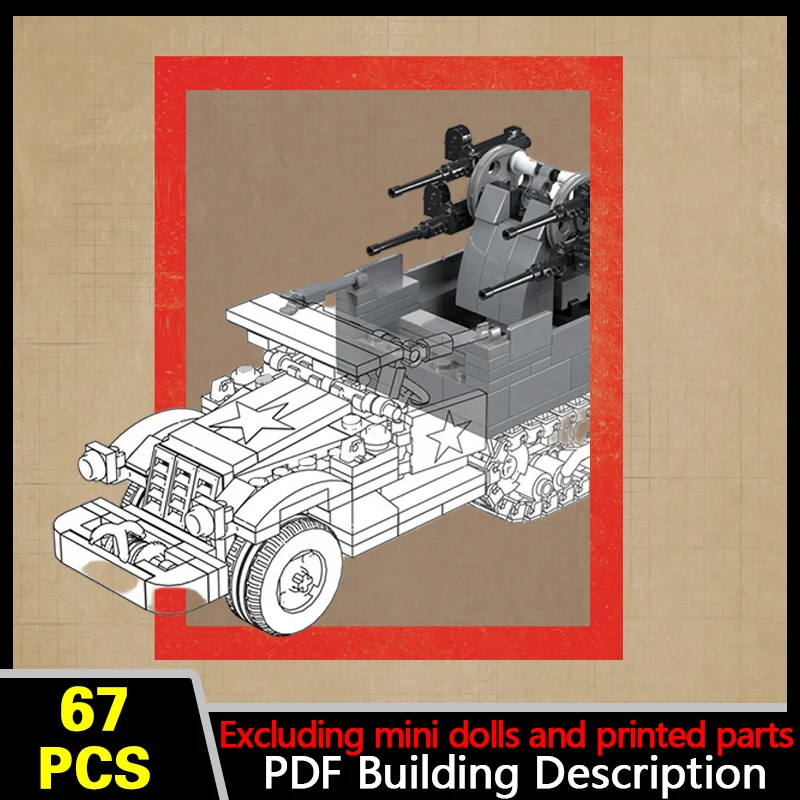 Multiple Gun Motor Model MOC Building Bricks War Equipment Modular Technology Gifts Holiday Assemble Children Toys Suit