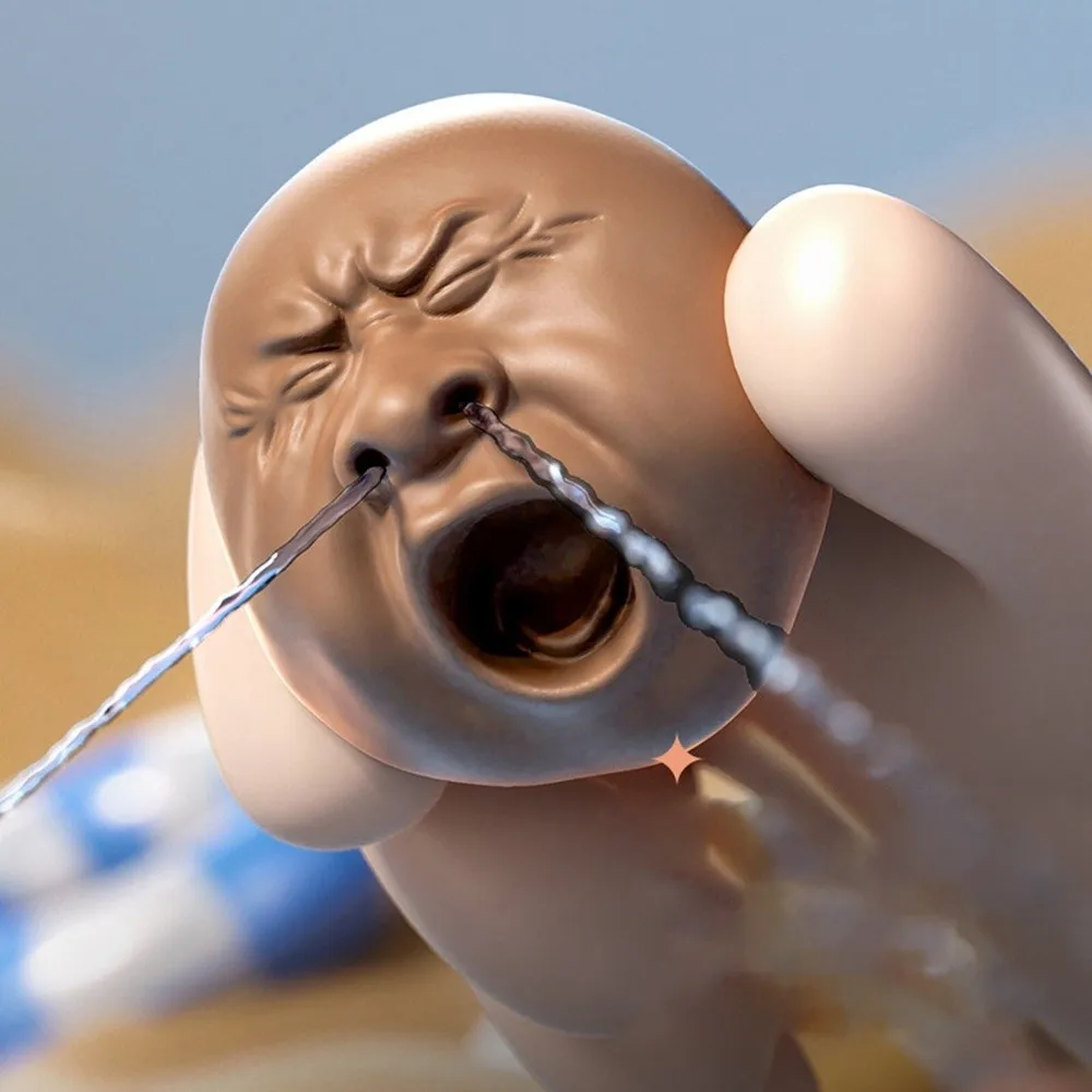 Songkran juguetes de pulverización de agua salpicaduras reducción de ansiedad Yawning cara té mascota multifuncional juguete de pulverización de agua al aire libre