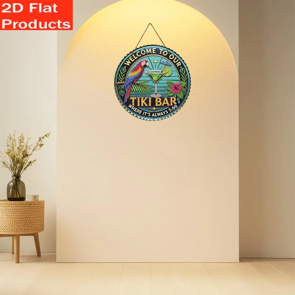 مسطح ثنائي الأبعاد - قطعة واحدة من اللوحة الخشبية الدائرية لبار تيكي القديم - مناسبة للحانات والمنازل والمقاهي وديكور العائلة والمطاعم - هدية مثالية #6