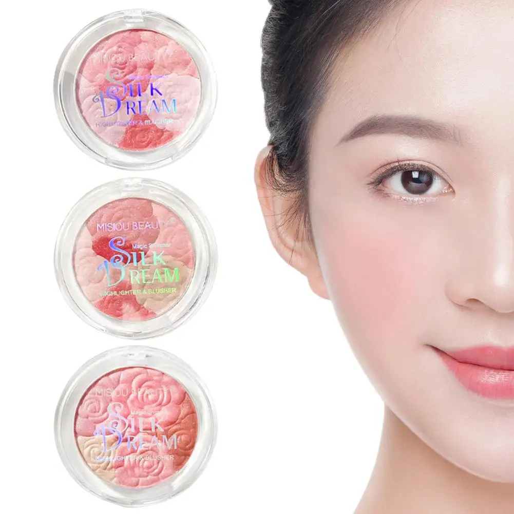 

3 Colors Blush Palette Pearlescent Brightening Powder Rouge Highlighter Face Tint Palette Cheek Makeup Blusher Contour Shim A0P9
