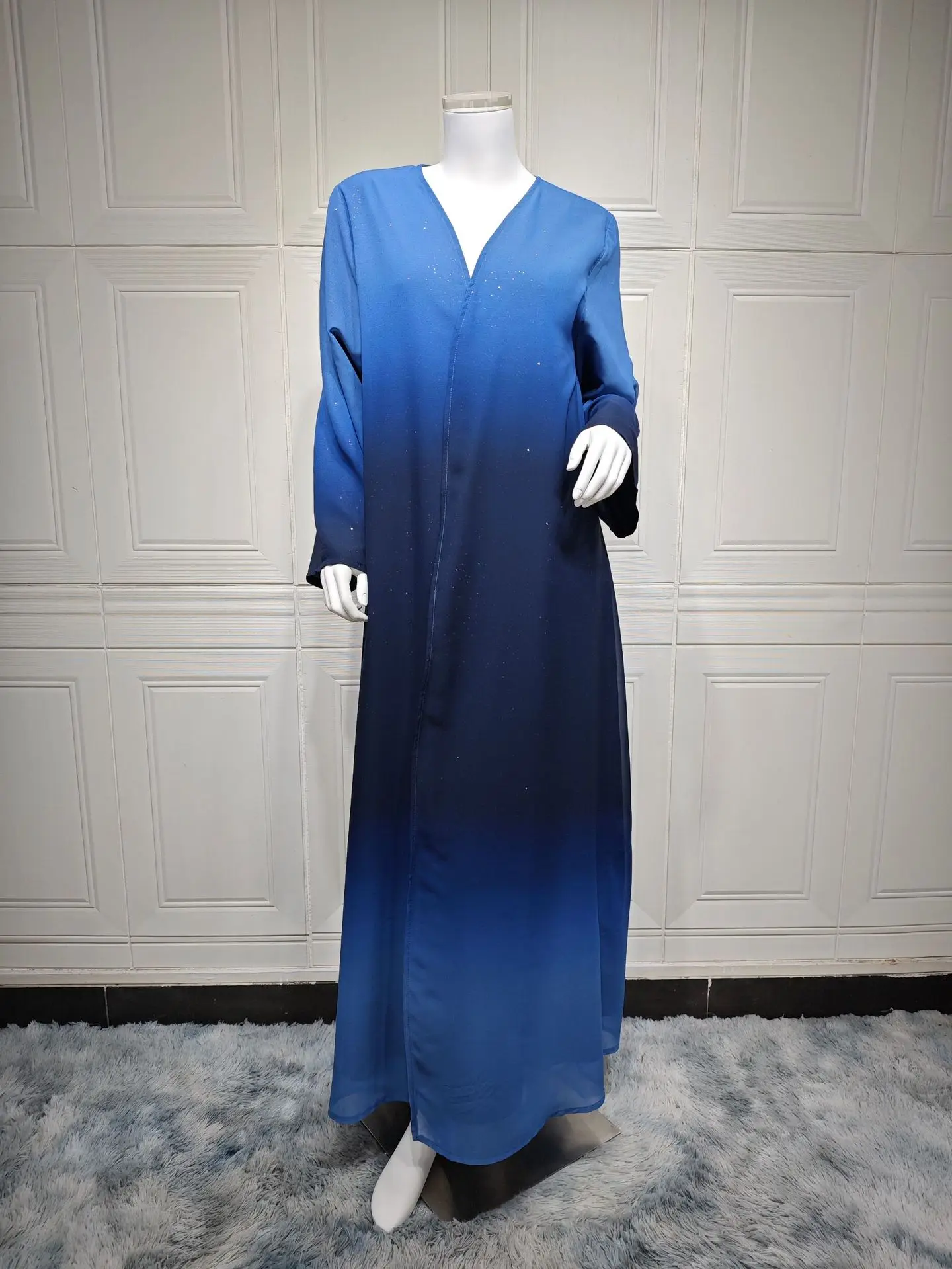 Ramadan Eid Shiny Open Robe Kimono Femmes Musulmane Abaya Dubai Muslim Modest Dress Islam Clothing Abayas For Women Kaftan