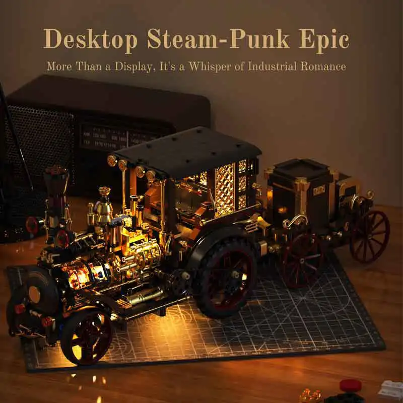 ของเล่นตัวต่อรถไอน้ำแบบย้อนยุค MOC พร้อมประกอบ ของเล่นเสริมพัฒนาการสำหรับเด็ก ของขวัญวันเกิด