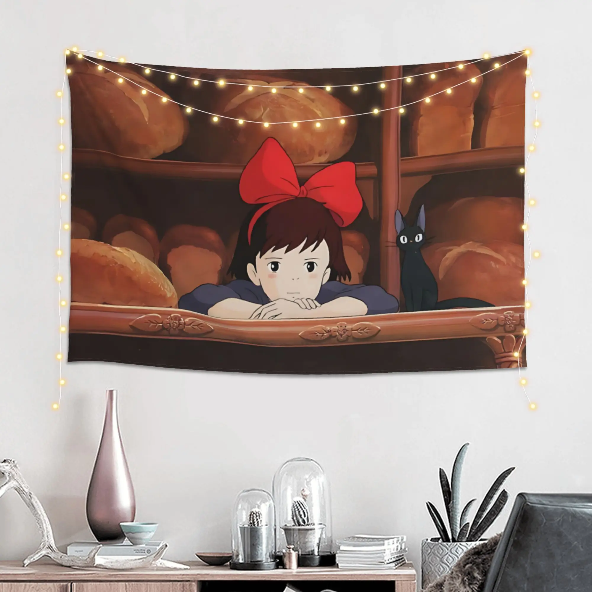 Customized Anime Kikis Delivery Services Cutecore Tapestry  Wall Hanging Blanket Tapestry Home Decor Items Wall Decorations