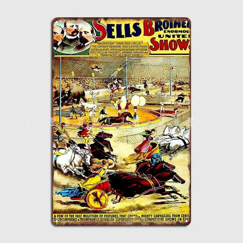 Sells Brothers Vintage 1898 Circus Advertising Print Metal Plaque Poster Wall Pub Mural Funny Wall Decor Tin Sign Poster