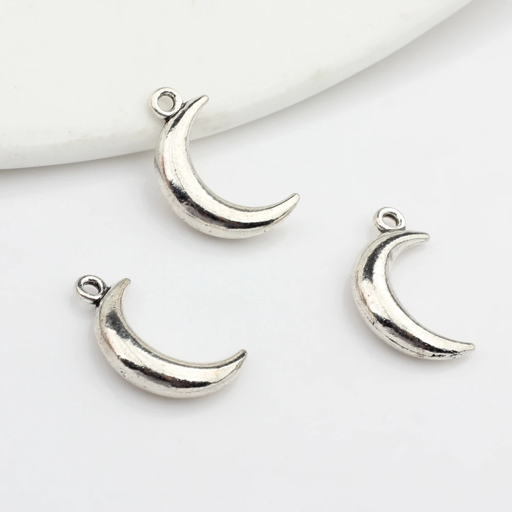 Colgantes Retro en forma de luna de aleación de Zinc, 20 piezas, 18x5MM, accesorios de joyería DIY, envío gratis