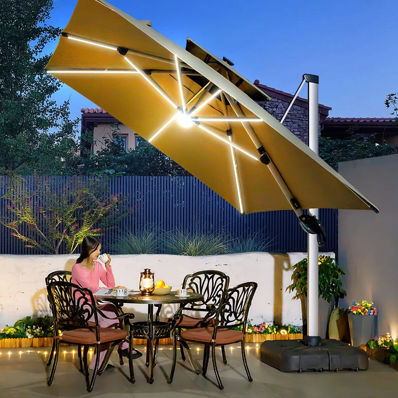 

Waterproof Cantilever Umbrella Uplion LED Light Garden Aluminum Parasol Outdoor For Patio Use