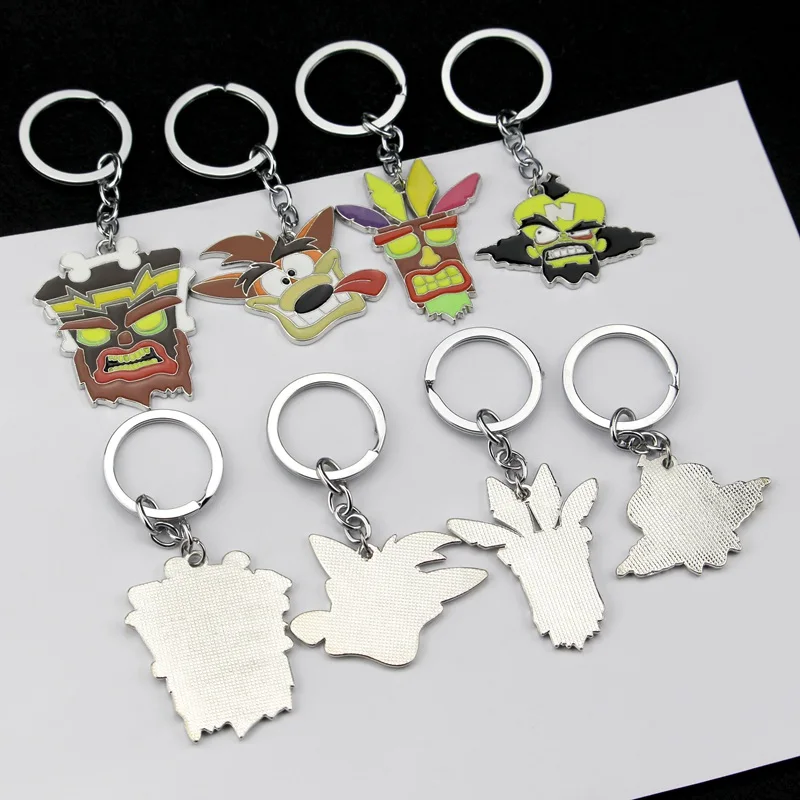 Anime Crash Bandicoot Game Keyring Key Chains Cartoon Animal Metal Keychain Car Bag Key Ring Holder Jewelry