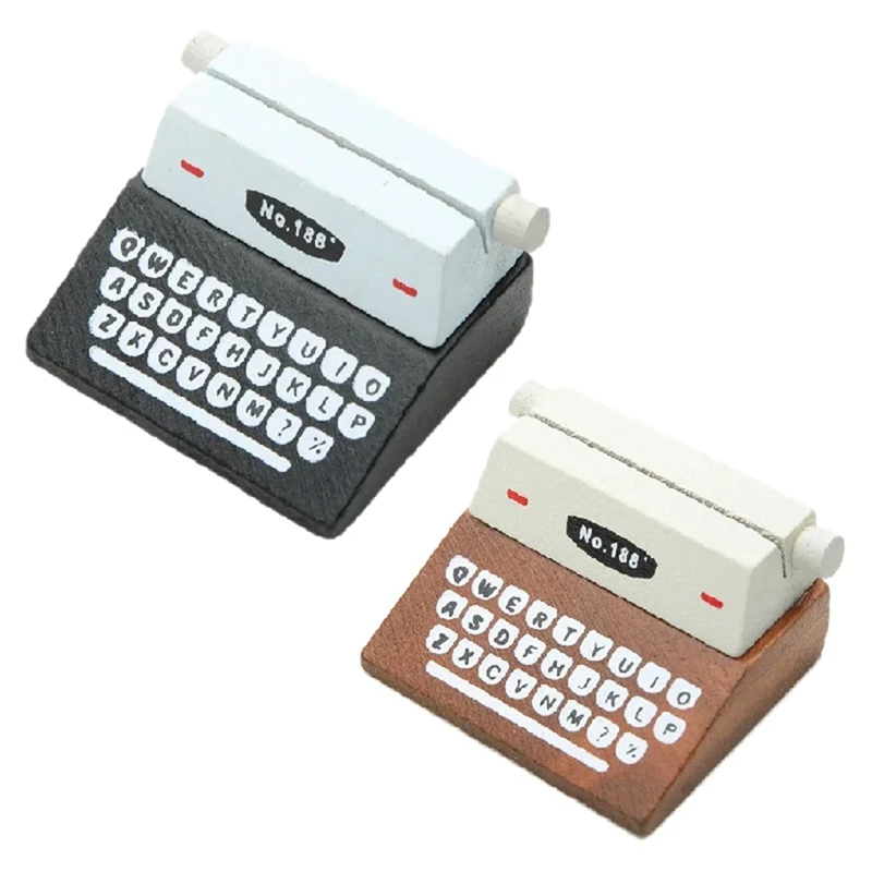 

Vintage Typewriter Shape Card Holder Wooden Memo Clips Photocard Holder Kawaii Messege Note Display Stand