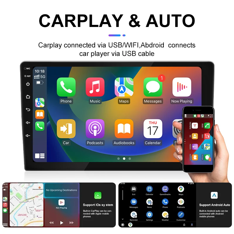 T133 Universal 7/9/10'' Multimedia 2 Din Double Din Wifi Car MP5 Player Android 14 GPS Navi Portable Car Stereo Radio