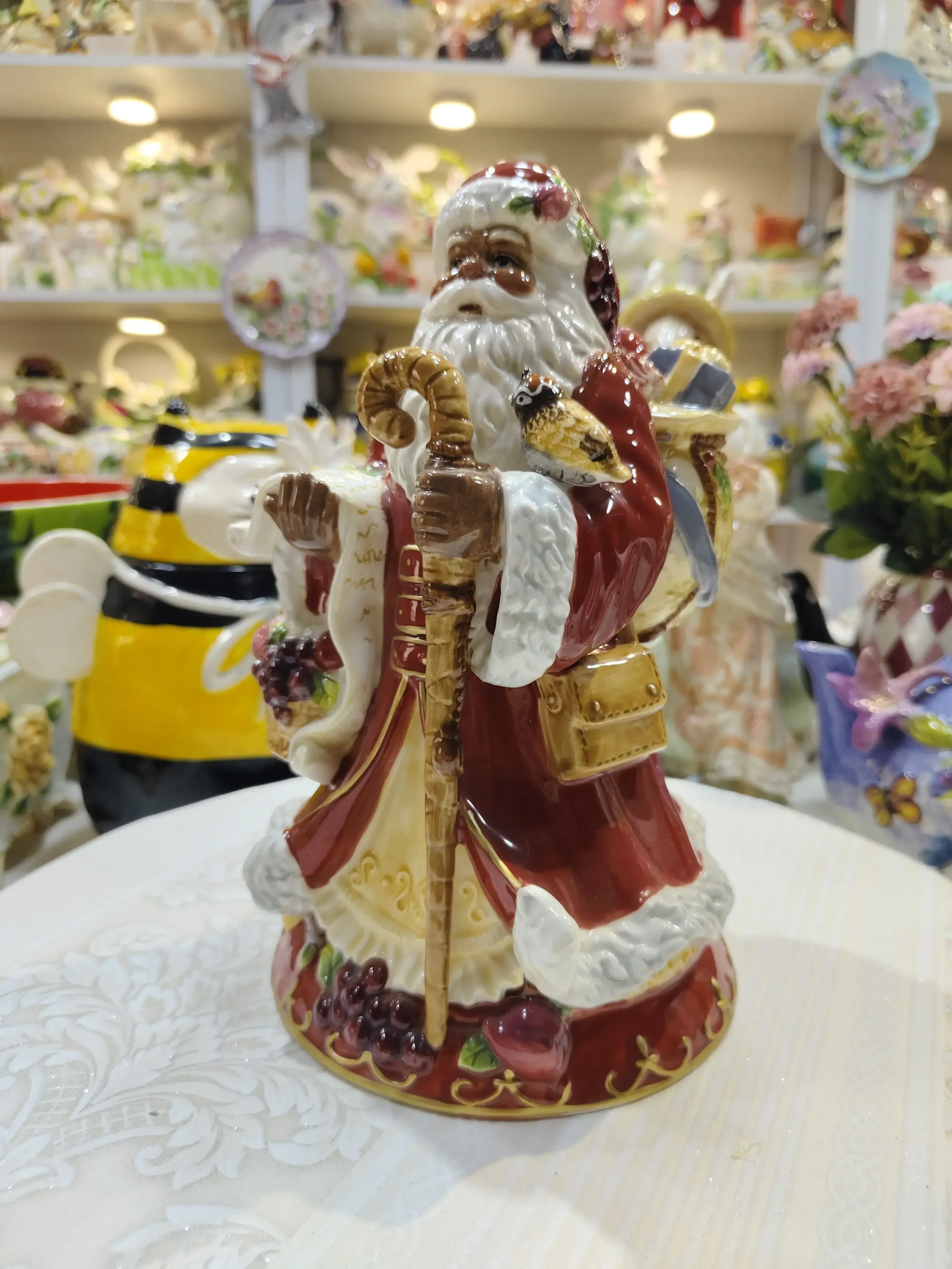 

Home Accessories Decorative Figurines Desk Accessories Christmas Arrangement Ceramic Ornament Santa Claus Statue Holiday Gift