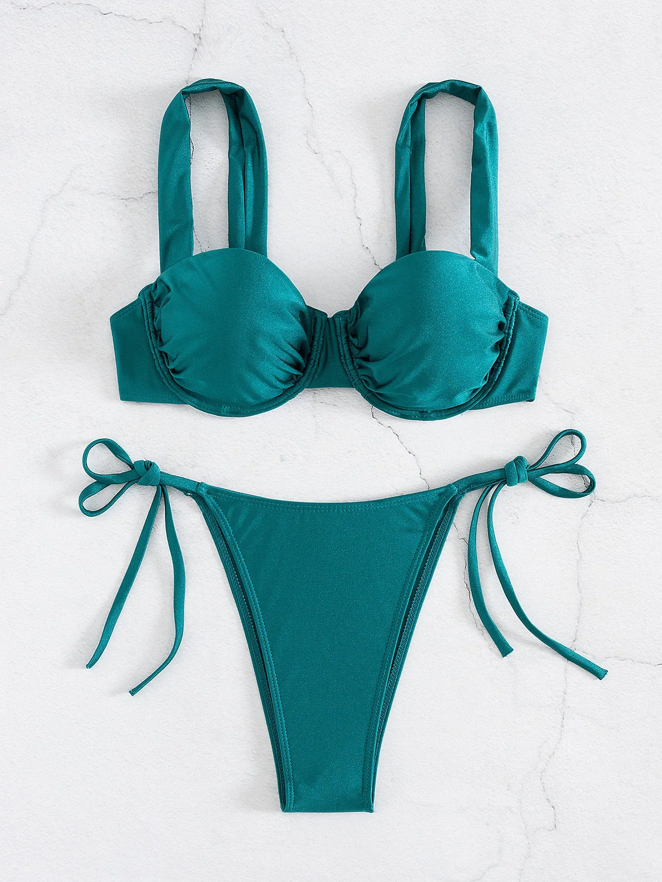 مثير Underwire مجموعة البكيني 2025 Mujer المرأة الصلبة رفع التعادل الجانب ثونغ ملابس السباحة البرازيلي الشاطئ ثوب السباحة قطعتين ملابس السباحة