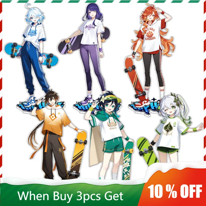 

Genshin Impact HIPHOP Ver. Acg Stand Furina Figurine Acrylic Stand Raiden Shogun Skateboard Standing Plate Nahida Statue Toys