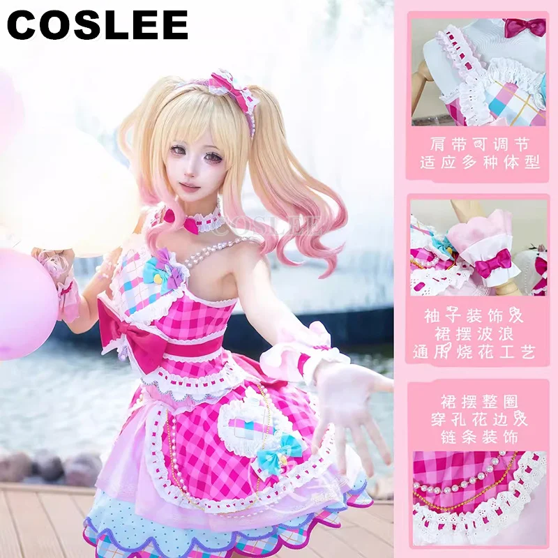 COSLEE Nijino Yume Cosplay Aikatsu Series Costume Lovely Lolita Dress Uniform Women Halloween Party Outfit XS-XXL New