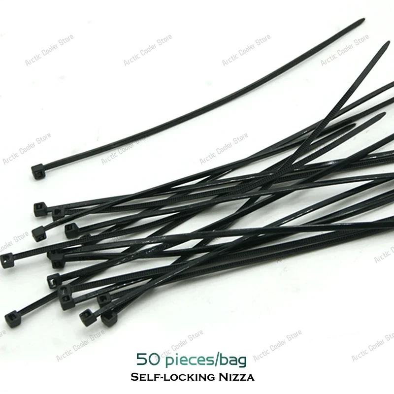 Self-locking Plastic Nylon Cable Tie 50 Pieces Black 3x150mm Cable Tie Fastening Rin For Computer PSU Cable Managerment