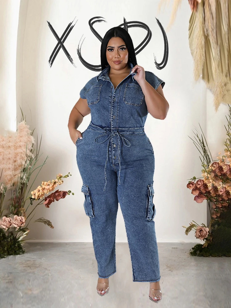 Jumpsuit Women Jeans Elastic Waist One Piece Summer Denim Jumpsuit Sleeveless Sexy and Elegant Stretchy Jumpsuit Straight Pant