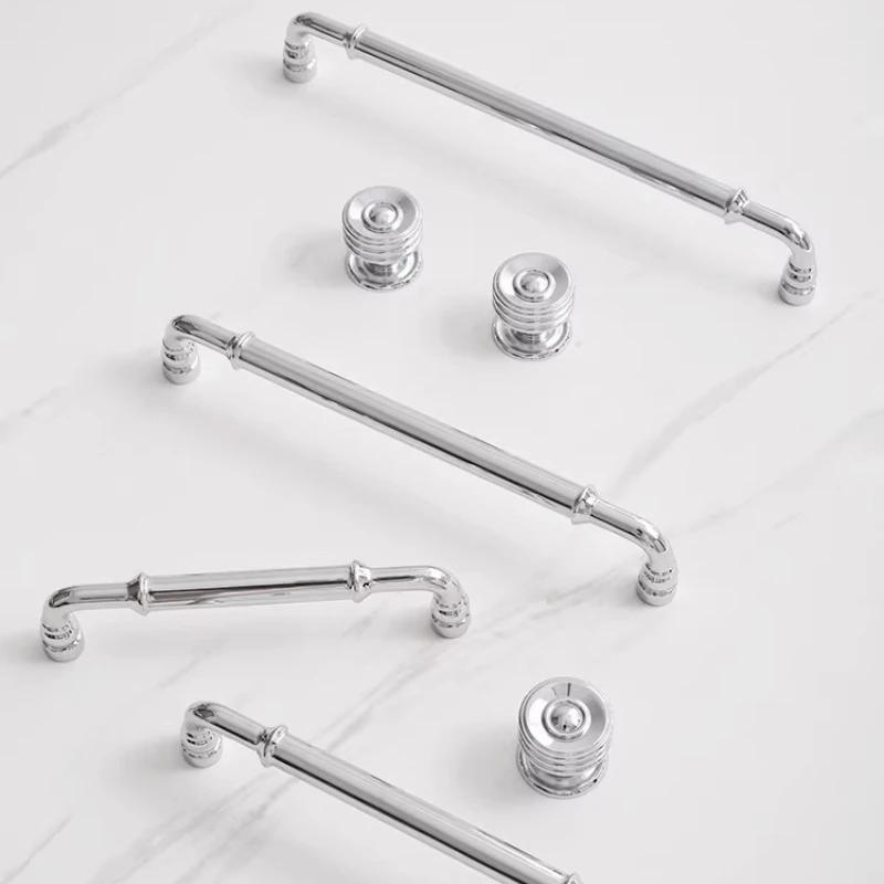 Schlafzimmertürknöpfe und -griffe, Möbelbeschläge aus Messing in Silber, Schrankgriffe für Möbel, Schubladenknöpfe, Küchenschrankgriffe – Detail 5