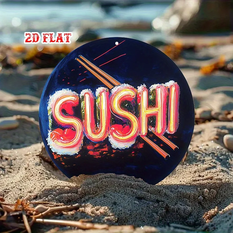 1 قطعة النيون السوشي وعيدان تناول الطعام جولة الألومنيوم تسجيل مقاومة الطقس جدار الفن المعدني للداخلية/الخارجية ، ديكور اليابانية المعاصرة #3