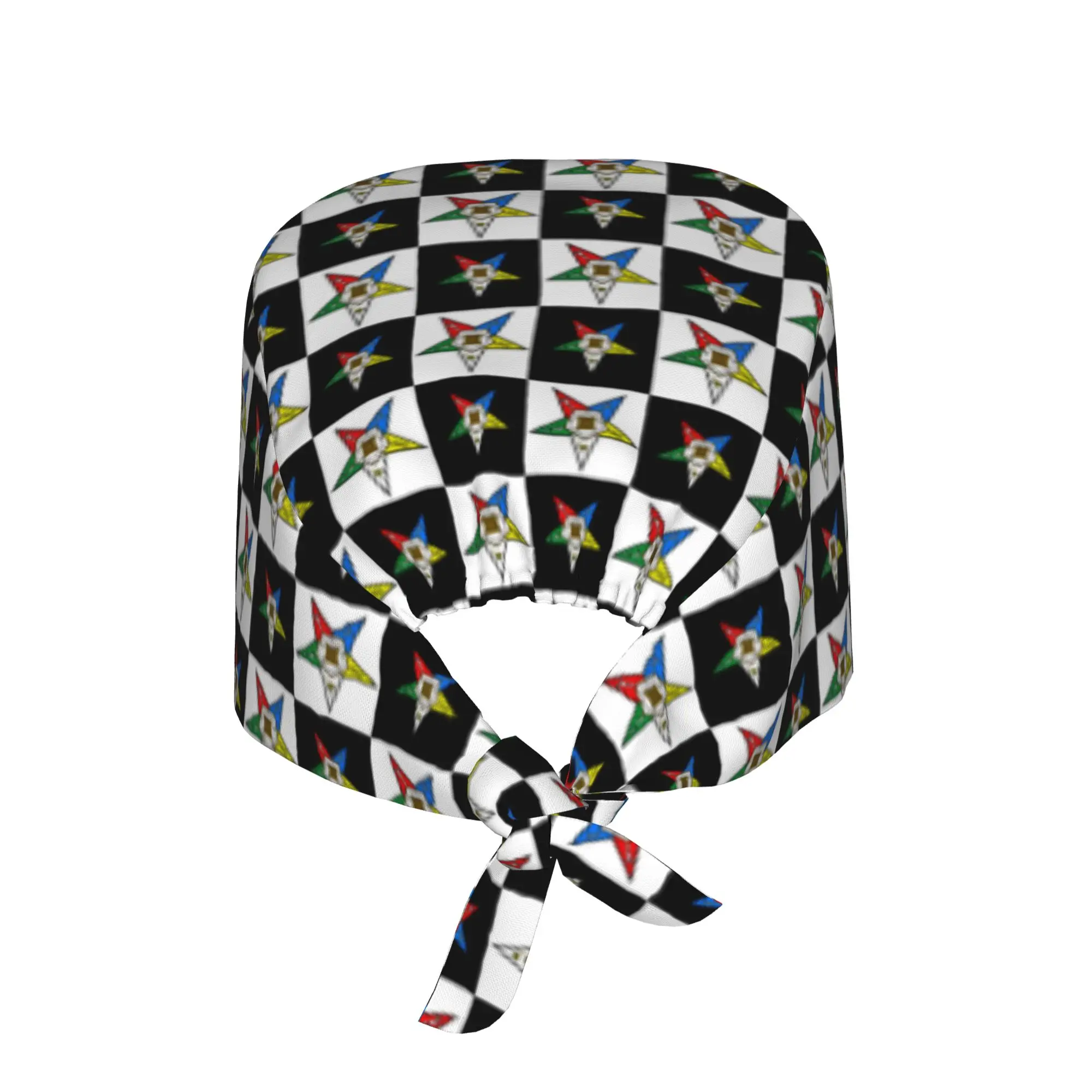 Order Of The Eastern Star Checkered Plaid  Scrubs Cap Surgical Hats Women Men  Operating Room Cap Operator Hats Lab Works Hat