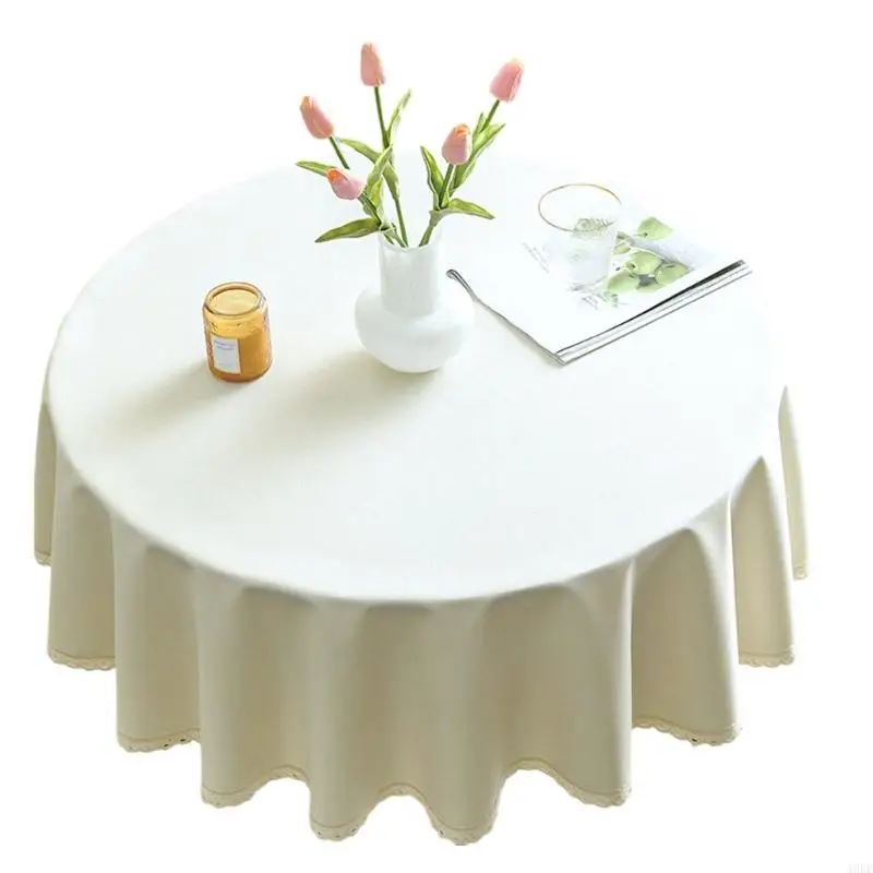 غطاء طاولة مستديرة مقاوم للانسكاب من A0KE بوليستر قابل للغسل للتجمعات العائلية #3