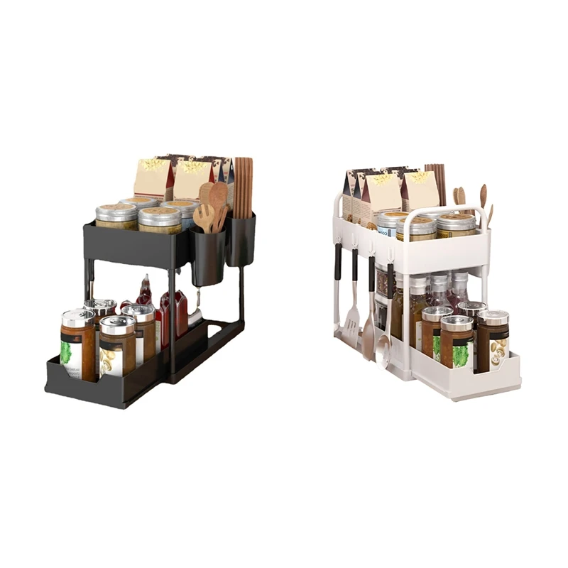 

Многофункциональная кухонная стойка Выдвижная полка для специй Двухслойный шкаф для хранения