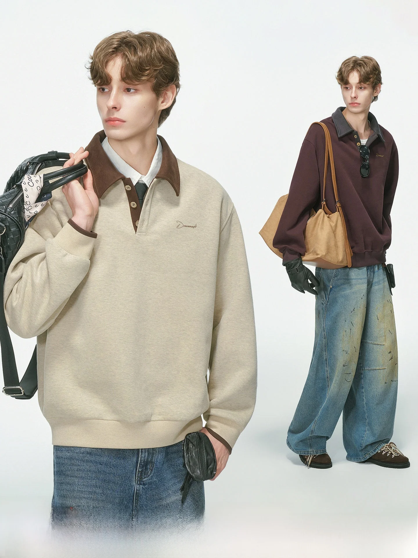 Dream Made Men's  Neck Sweatshirt Casual Cotton Long Sleeve Spring Autumn Fashion Comfortable Breathable No Hat Top