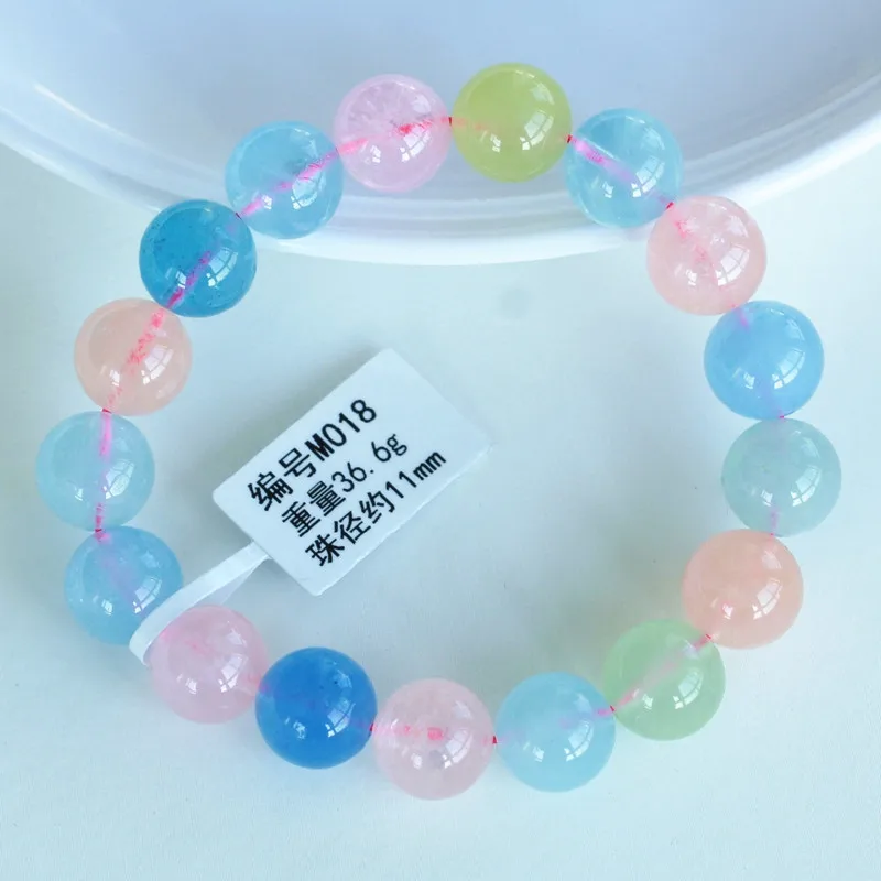 Natural Colorful Morganite Quartz Beryl Round Beads Bracelet Crystal Blue Morganite Women Men 7mm 8mm 9mm 10mm AAAAA