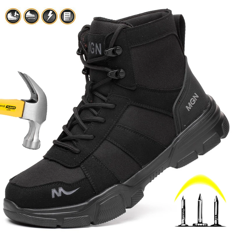 Men Work Boots Indestructible Safety Shoes Steel Toe Shoes Puncture-Proof Sneakers Male Footwear Shoes Women Non Slip Work Shoes