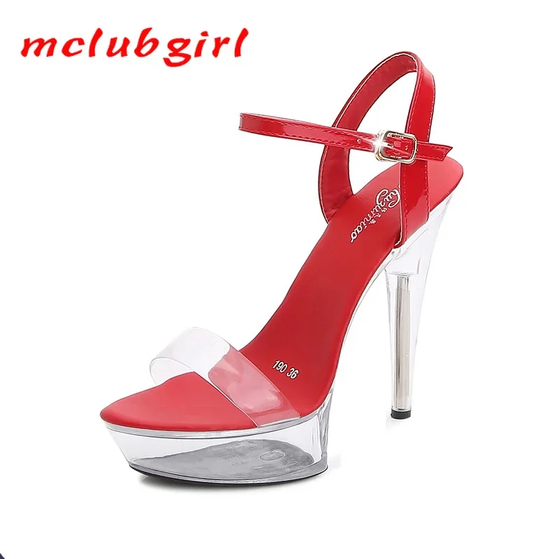 MCLUBGIRL Crystal Show Stripper Heels Clear Shoes Women Platforms High Heels Sandals Female Transparent Wedding Shoes LFD